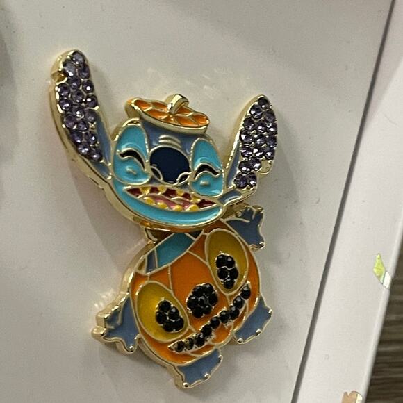Disney BaubleBar Halloween Stitch Earrings Sparkly Moveable Pumpkin Fall NEW - Picture 2 of 8